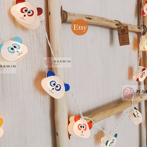 Paper String Lights Bear Panda Fairy Lights Bedroom Home Decor Living Room Wall Hanging Lights Kid Decor Dorm Lights Baby USB Battery Plug