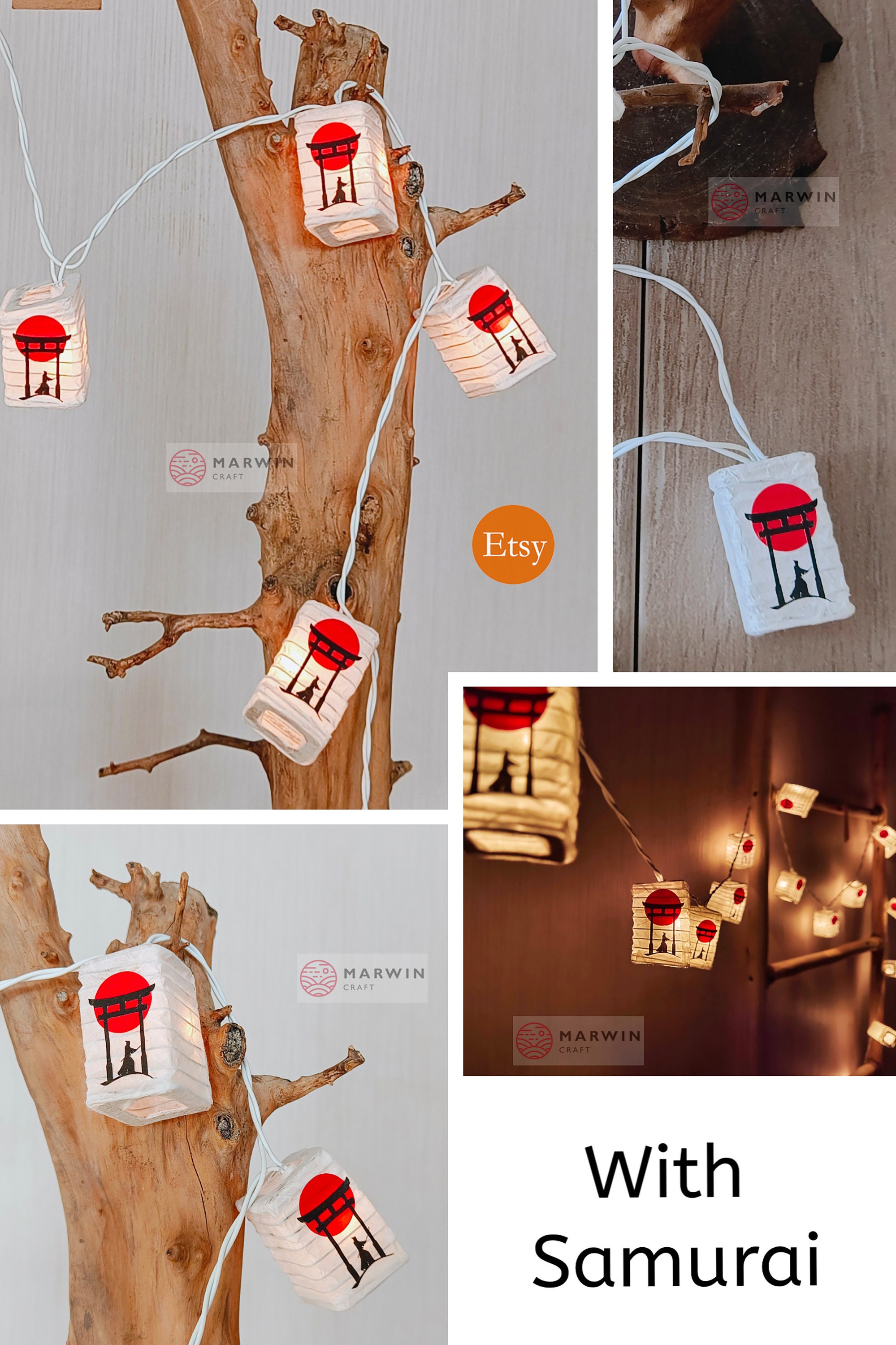 String Lights Torii Gate Sunset Japanese Paper Lantern Lamp Shade
