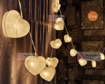 White Paper String Lights Heart Fairy Lights Bedroom Home Decor Living Room Wall Hanging Dorm Romantic Valentine USB Battery Plug in Gift