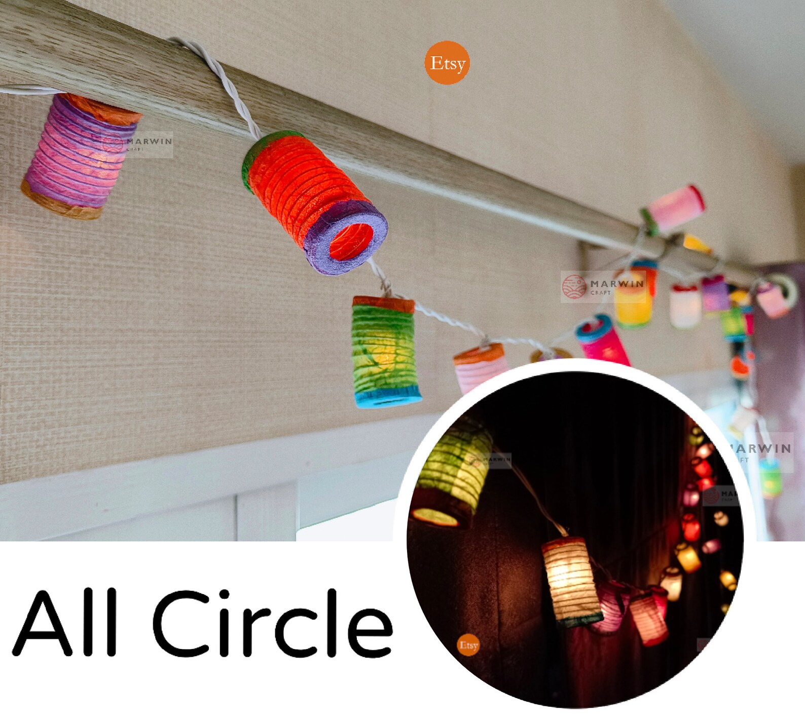 Multi Color Japanese Paper Lantern Fairy Lights Geometry Etsy