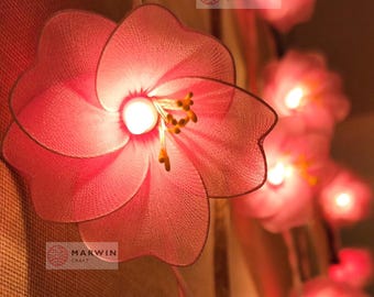 20 String Lights Pink Sakura Japanese Flower Fairy Lights Cherry