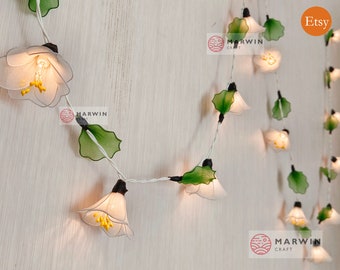 20 White String Lights Himalaya Flower Fairy Lights Bedroom Home Decor Living Room Wall Hanging Lights Backdrop Dorm USB Battery Plug in