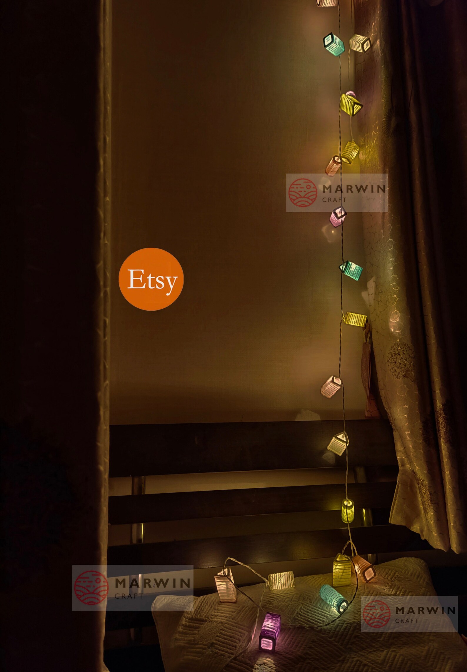 Pastel String Lights Japanese Paper Lantern Fairy Light Shade Etsy