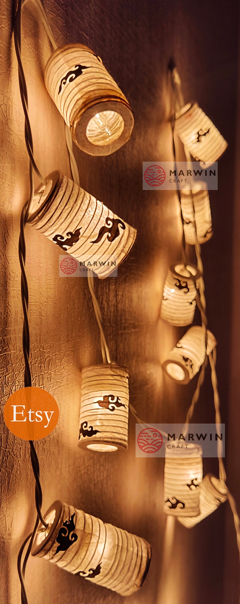 White Cloud String Lights Japanese Paper Lantern Lamp Shade Fairy ...
