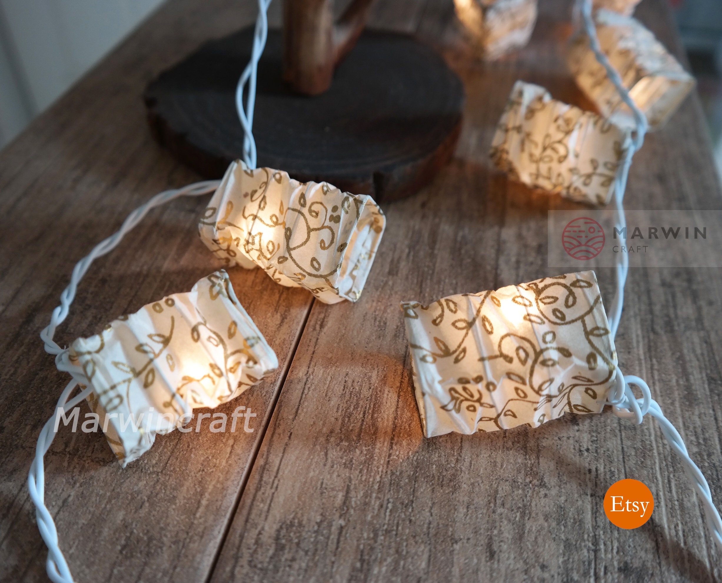 Ivory String Lights Japanese Paper Lantern Fairy Lights Etsy UK