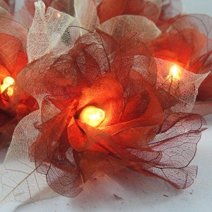 20 Brown Carnation String Lights Flower Fairy Lights Bedroom Home Decor Living Room Wall Hanging Lights Decor Dorm Lights LED Battery & Plug
