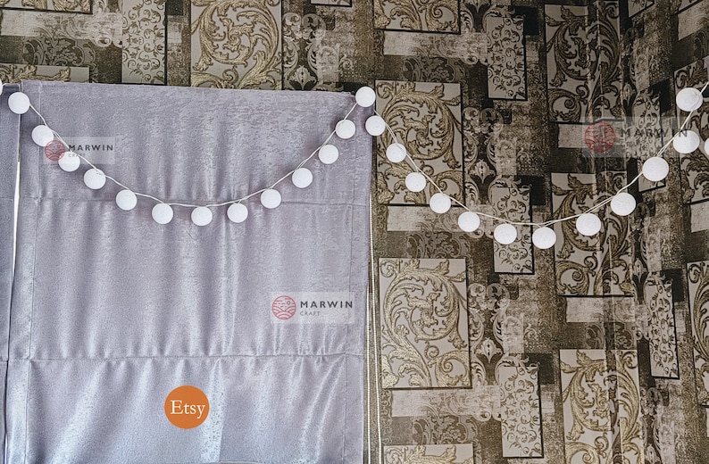 Marwincraft Cotton Ball String Lights