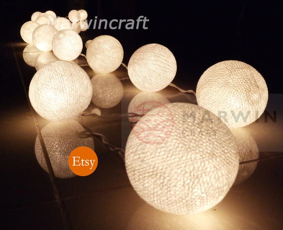 White String Lights Cotton Balls Fairy Lights Bedroom Home Decor Living Room Wall Hanging Lights Wedding Decor Dorm Lights Battery Plug