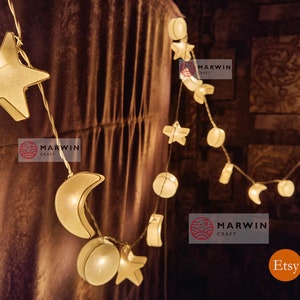 White String Lights Star Moon Paper Fairy Lights Bedroom Home Decor Living Room Wall Hanging Lights Dorm Decor Wedding LED USB Battery Plug