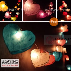 Selected Paper String Lights Heart Fairy Lights Bedroom Home Decor Living Room Wall Hanging Lights Wedding Decor Nursery USB Battery or Plug image 1