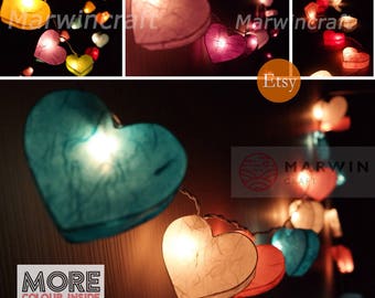 Luces de cadena de papel seleccionadas Luces de hadas de corazón Dormitorio Decoración del hogar Sala de estar Luces colgantes de pared Decoración de bodas Guardería Batería o enchufe USB