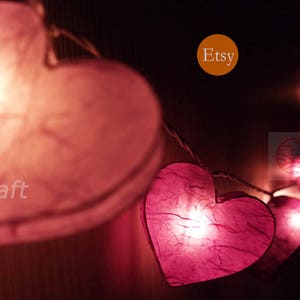 Selected Paper String Lights Heart Fairy Lights Bedroom Home Decor Living Room Wall Hanging Lights Wedding Decor Nursery USB Battery or Plug Lavender