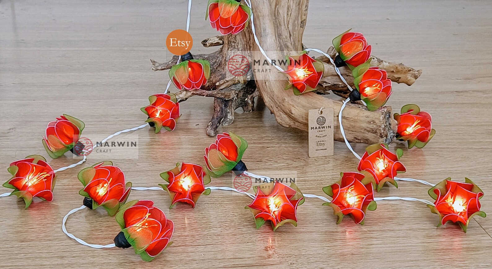 Limited 20 Red String Lights Lotus Flower Fairy Lights Bedroom - Etsy