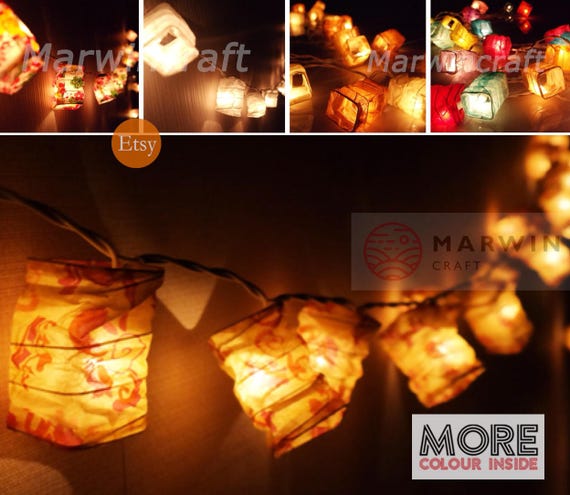 Selected String Lights Lamp Japanese Paper Lantern Fairy Lights Bedroom Home Decor Living Room Wall Hanging Lights Dorm Decor Battery Plug