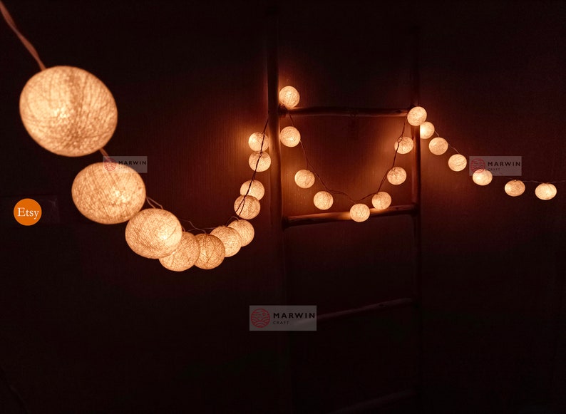 Marwincraft Cotton Ball Fairy String Lights - Thumbnail 5