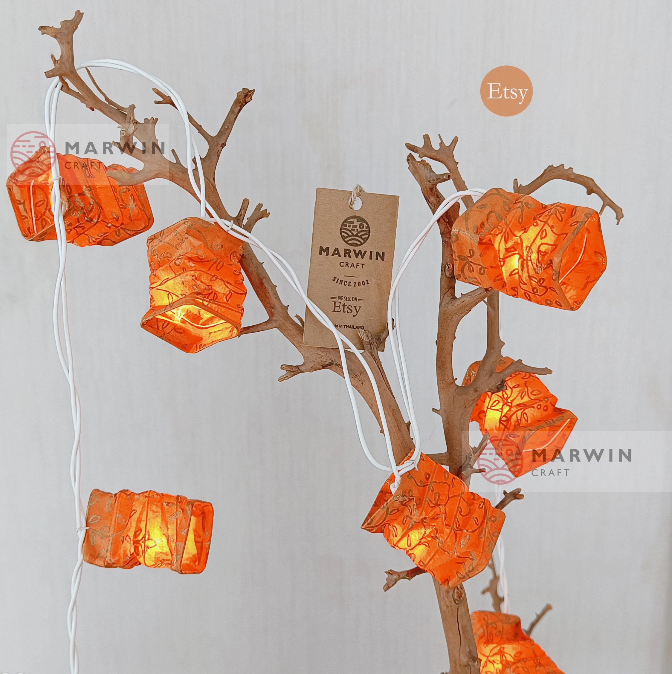 Limited Orange Golden String Lights Fairy Japanese Paper Lantern