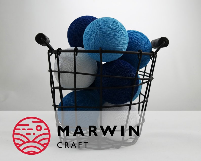 Blue String Lights Cotton Balls Fairy Lights Bedroom Home Etsy