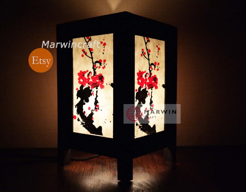 Asian Oriental Blossom Tree Japanese Lamp Zen Bedside Lamp Etsy
