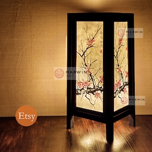 Asian Oriental Sakura Cherry Blossom Tree Japanese Lamp Zen Bedside Lamp Floor Table Lamp Paper Japanese Light Lamp Shades Bedroom Home Deco image 3