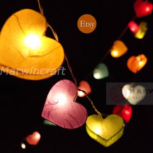 Selected Paper String Lights Heart Fairy Lights Bedroom Home Decor Living Room Wall Hanging Lights Wedding Decor Nursery USB Battery or Plug Mixed