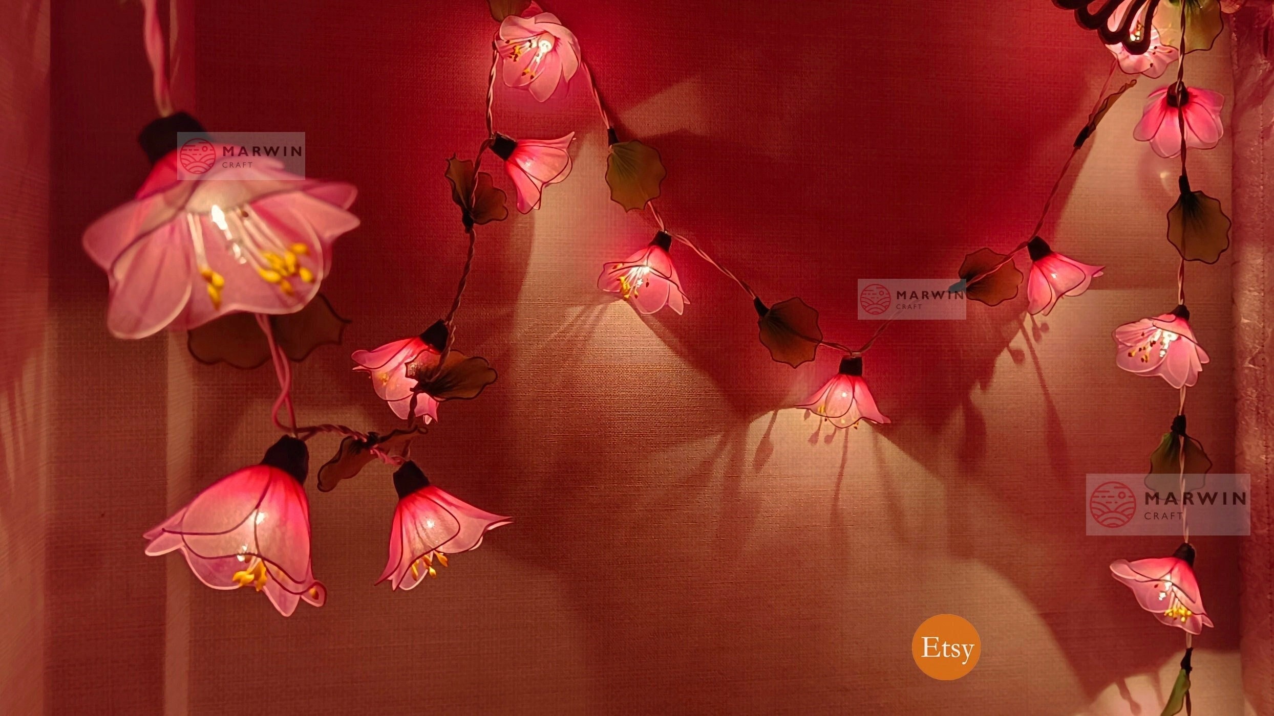 20 Pink Green String Lights Himalaya Flower Fairy Lights Bedroom Home Decor Living Room Wall Hanging Lights Wedding Dorm USB Battery Plug in