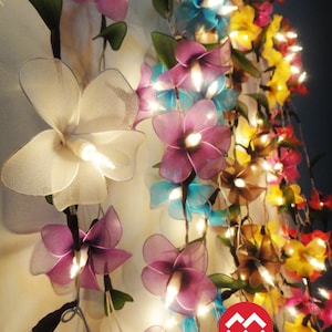 8 Colour 20 Frangipani String Lights Flower Fairy Lights Bedroom Home Decor Living Room Wall Hanging Lights Decor Dorm Lights Battery & Plug