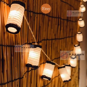 Cirkel Vit Svart Ljusslinga Japansk Papperslykta Ljusslinga Sovrum Heminredning Vardagsrum Hängande Lampa Vägg Sovrum USB Batterikontakt