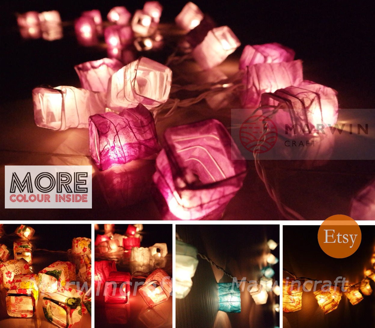 12 Colour of String Lights Japanese Paper Lantern Fairy Lights Etsy