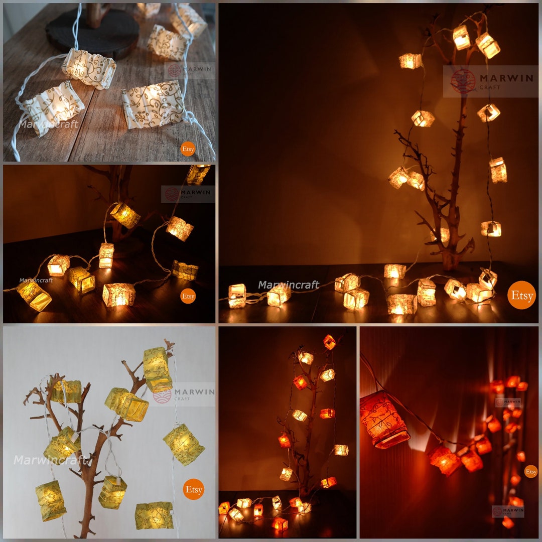 Limited 4 Color of String Lights Japanese Golden Leaves Paper