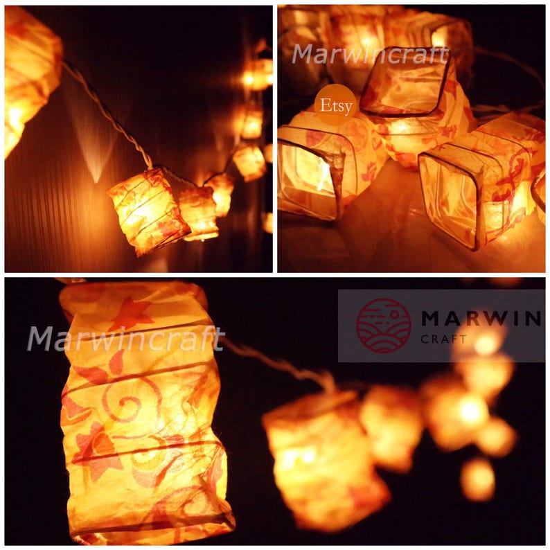 Yellow String Lights Japanese Paper Lantern Fairy Lights Etsy