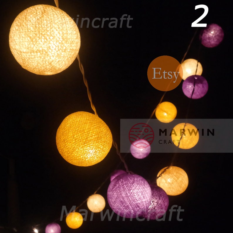 Purple Shade String Lights Cotton Balls Fairy Lights Bedroom Etsy