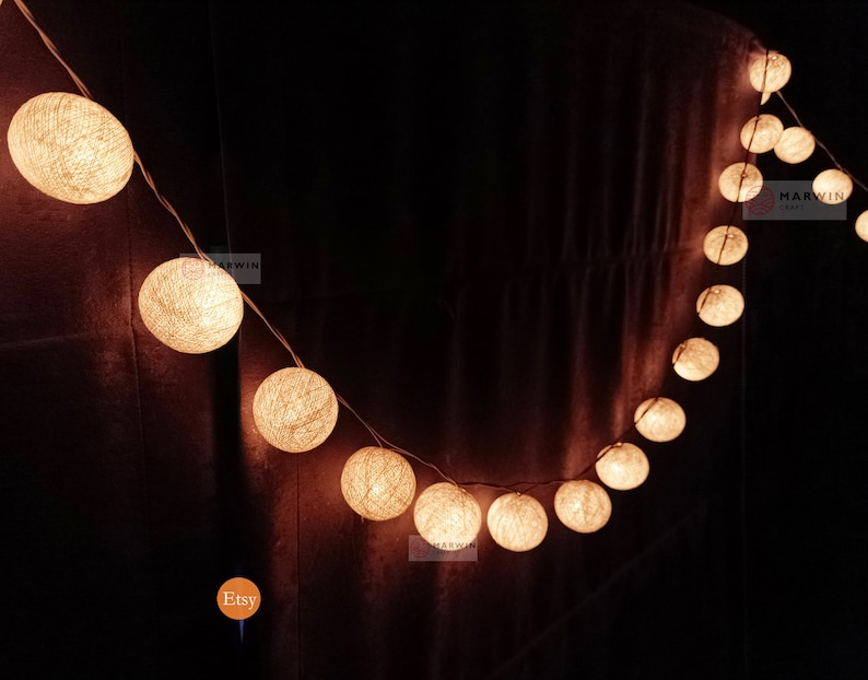 Marwincraft Cotton Ball String Lights - Thumbnail 3