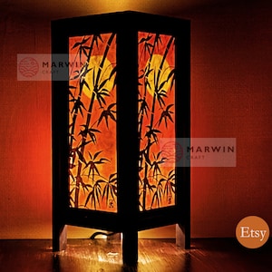 Asian Oriental Dawning Sunset Bamboo Japanese Lamp Zen Bedside Lamp Floor Table Lamp Paper Japanese Lamp Shades Bedroom Home Decor Living