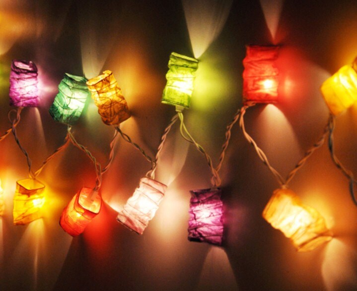 Multi Color String Lights Japanese Paper Lantern Fairy Lights Etsy