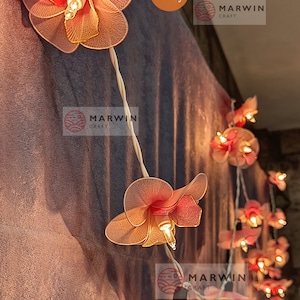20 Light Pink Orchid String Lights Flower Fairy Lights Bedroom Home Decor Living Room Wall Hanging Lights Decor Dorm Lights Wedding Backdrop image 8