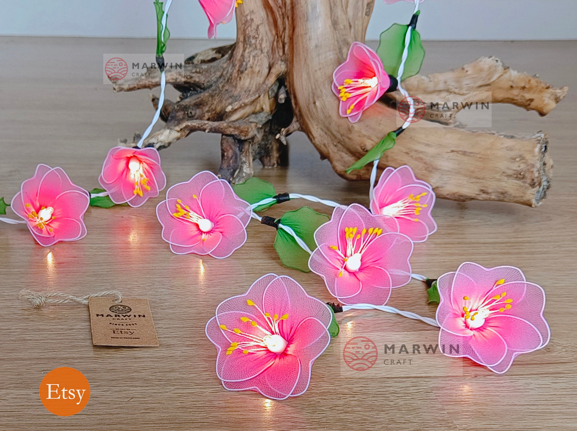 20 Pink Green String Lights Himalaya Flower Fairy Lights Bedroom Home Decor Living Room Wall Hanging Lights Wedding Dorm USB Battery Plug in