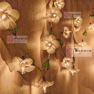 White Frangipani String Lights Flower Fairy Lights Bedroom Home Decor Living Room Wall Hanging Lights Decor Dorm Lights Spa USB Battery Plug