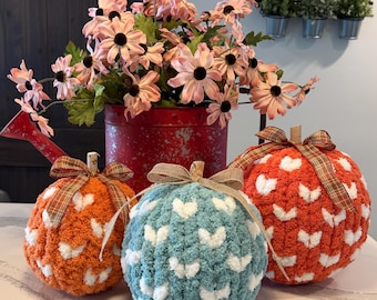 Chunky Hand Knit Patterned Pumpkin