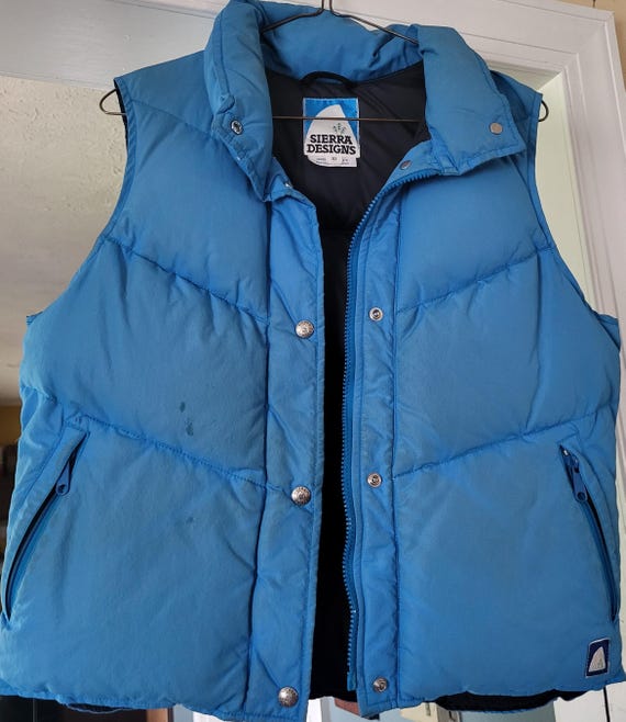 Sierra Designs, Vintage Sierra Designs Down Puffer Vest Blue Made in Taiwan 80s Gorpcore Size 10