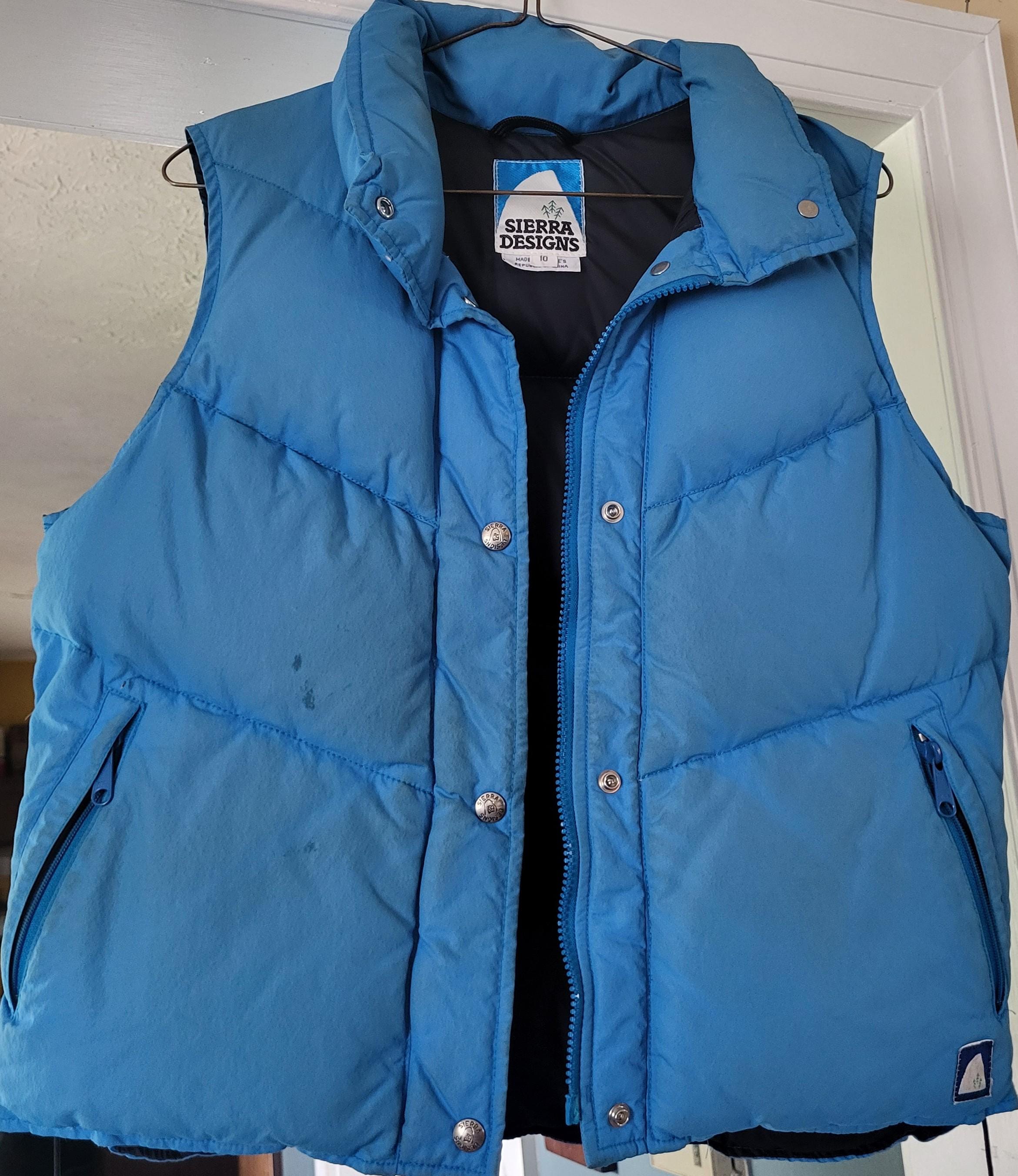 Sierra Designs, Vintage Sierra Designs Down Puffer Vest Blue Made in Taiwan 80s Gorpcore Size 10