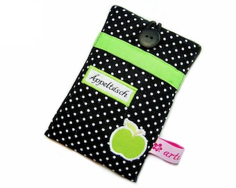 Coque de téléphone portable pour smartphone, étui de téléphone portable, sac Apple noir vert, par exemple pour iPhone 12 / Samsung Galaxy S21 / Huawei Honor / Motorola