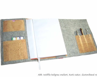 A5 Calendar Organizer Wool Felt Cork Color Choice Calendar Cover Merino for A5 Book Calendar, Notebook, Book