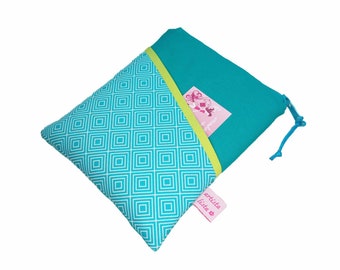 Sac pour liseuse Carré turquoise Étui pour tablette pour liseuse eBook vert émeraude, personnalisable, par exemple pour Kindle 11 Tolino Shine 4 Kobo Clara 2E