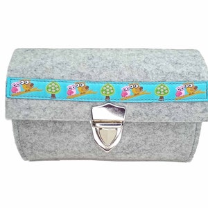 Portemonnaie Eulen Filz + karierter Stoff individuelle handmade Damen Börse Webband + Filz- und Stofffarbe + Verschlussart auswählbar