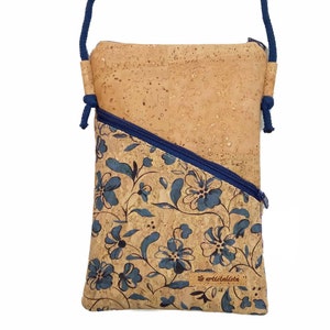 Handytasche zum Umhängen Kork natur Kleine Tasche mit Kordel Farb- und Musterauswahl