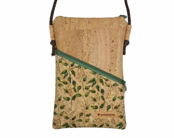 Cork crossbody phone case, natural finish, small bag/pouch, choice of colors and patterns