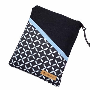 eReader tas ornament zwart lichtblauw eBook reader tablet case, aanpasbaar, b.v. Kindle Paperwhite 12e generatie Tolino Vision 4HD