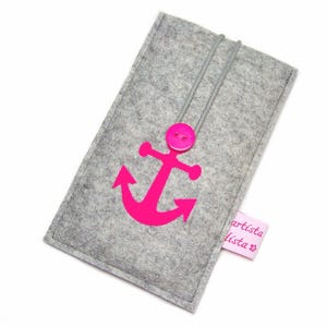Handyhülle Handytasche Smartphonehülle Anker, Merino Wollfilz Filz, Farbwahl Anker / Geschenk für Sie / Geschenk für Ihn