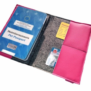 Couverture de passeport, couverture de certificat de vaccination, carte d'identité pour animaux de compagnie, étui de voyage en cuir feutré, sac à documents, étui pour passeport, carte d'identité image 6