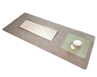 Tapis de bureau pour clavier avec tapis de souris Fait à la main en laine mérinos Feutre Liège Choix de couleurs et de tailles